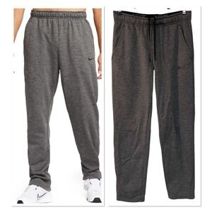 Nike Men Therma Dri Fit Gray Open Hem Pull on Joggers Fitness Pant Performance M
